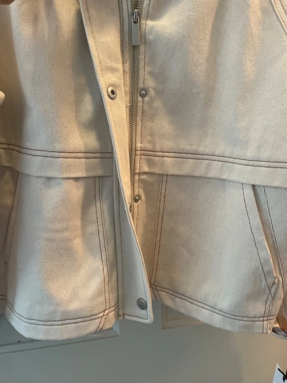 Denim barn jacket with contrasting collar & cuffs